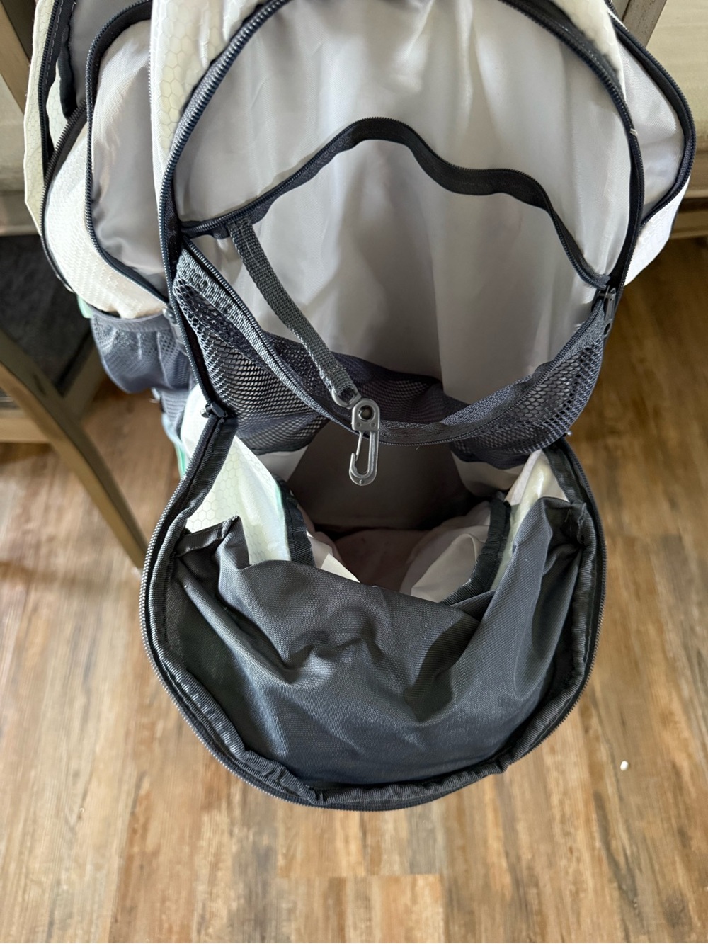adidas Gray and White Backpack - Front-Opening Design